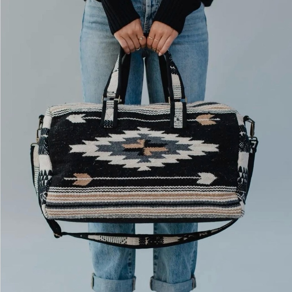 Black, Grey, Brown & Cream Aztec Duffle